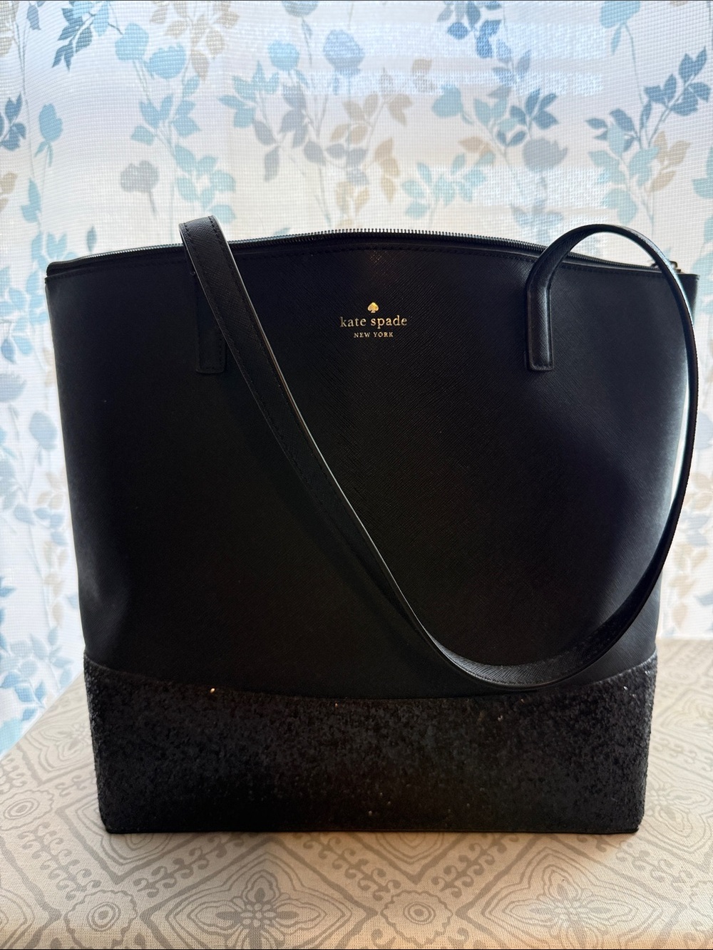 kate spade Black Two-Tone Tote with Gold Logo